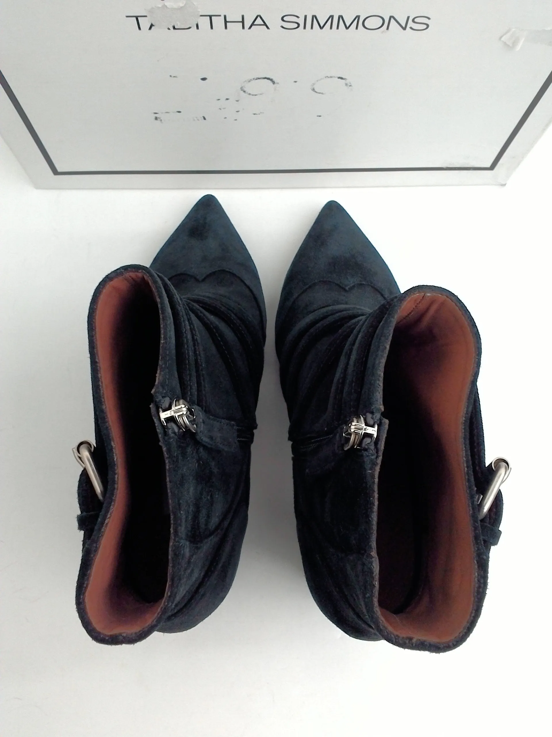Tabitha Simmons Women's Christy Black Split Suede Booties Size 39 B