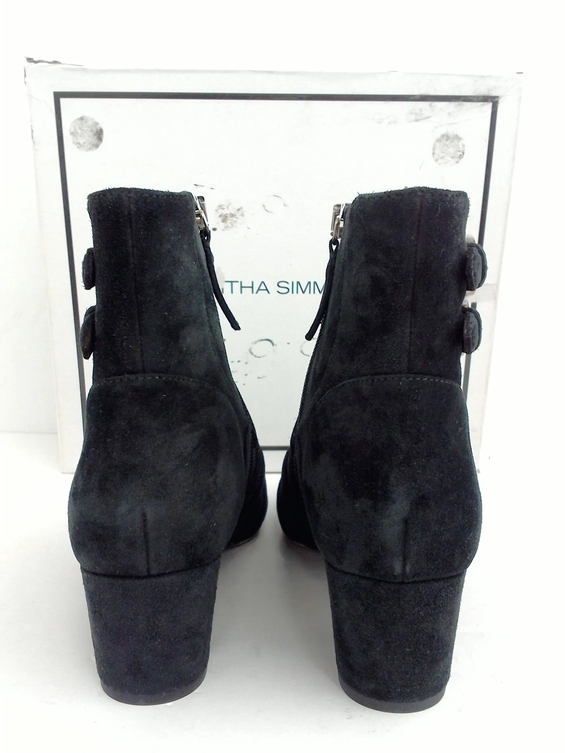 Tabitha Simmons Women's Christy Black Split Suede Booties Size 39 B