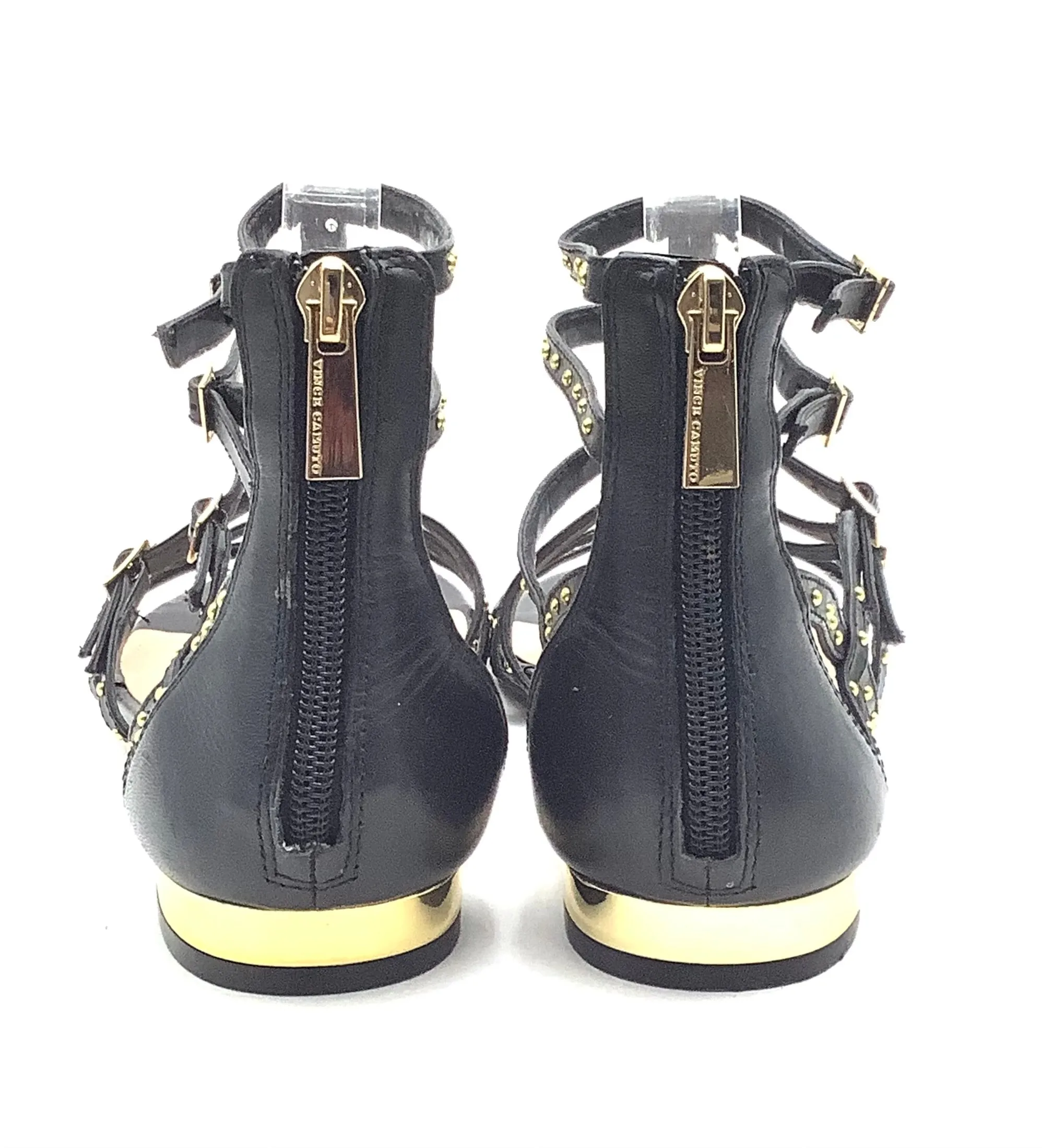 Vince Camuto Black Gladiator Gold Studded Sandals Size 6