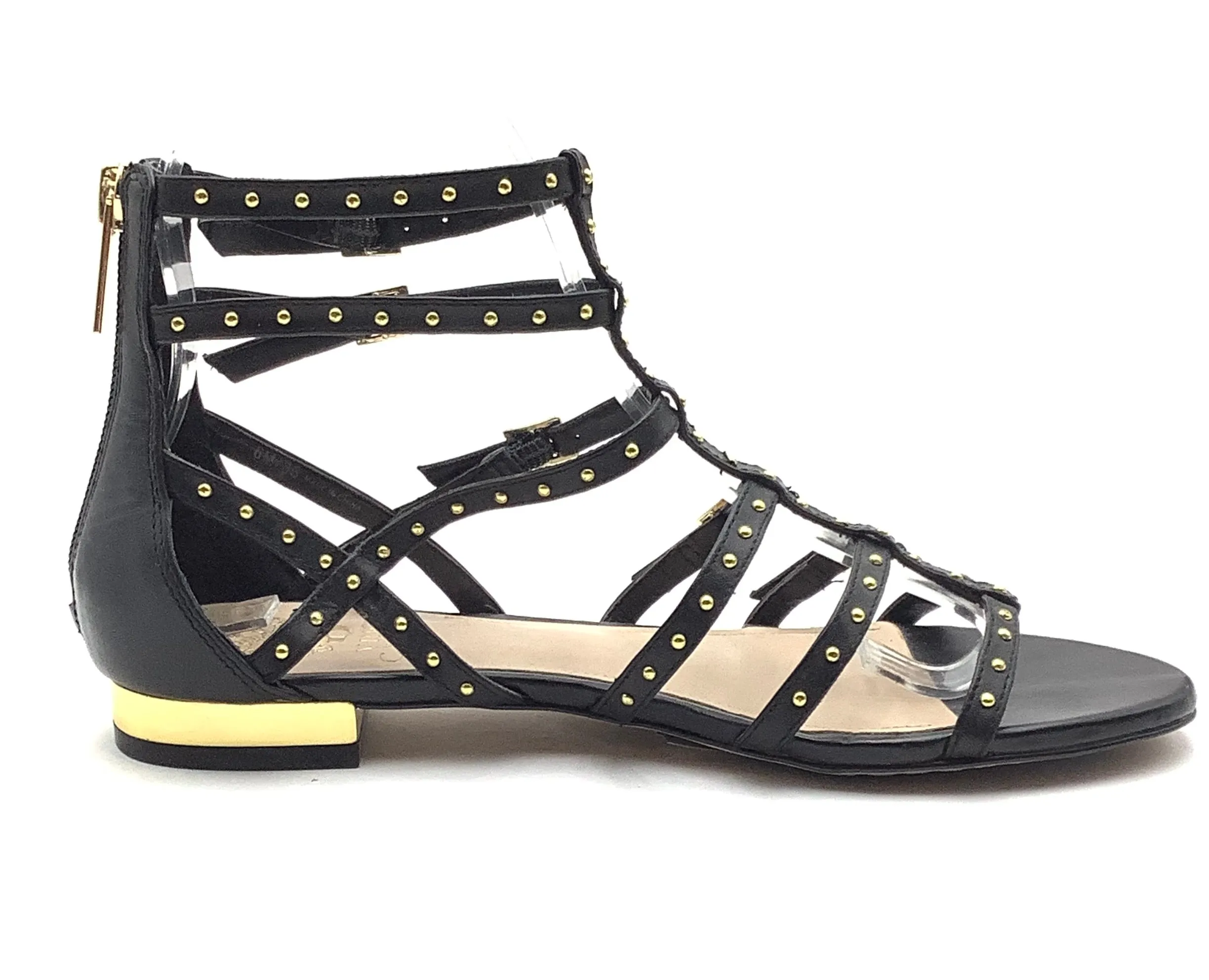 Vince Camuto Black Gladiator Gold Studded Sandals Size 6